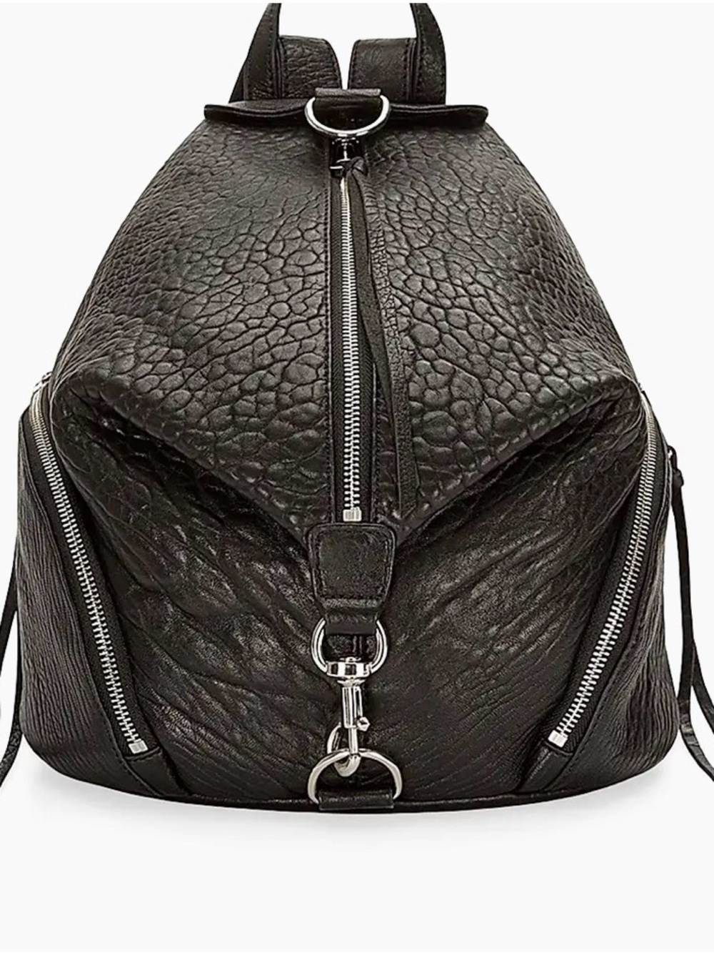 Rebecca Minkoff Black Pebbled Leather Backpack with Silver Hardware